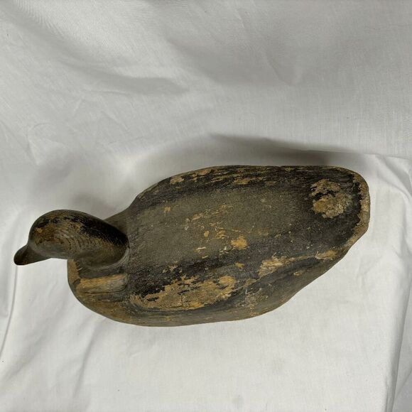 Vintage Balsa Wood Hunting Duck Decoy w/Weight Missing One Glass Eye - Picture 2 of 9